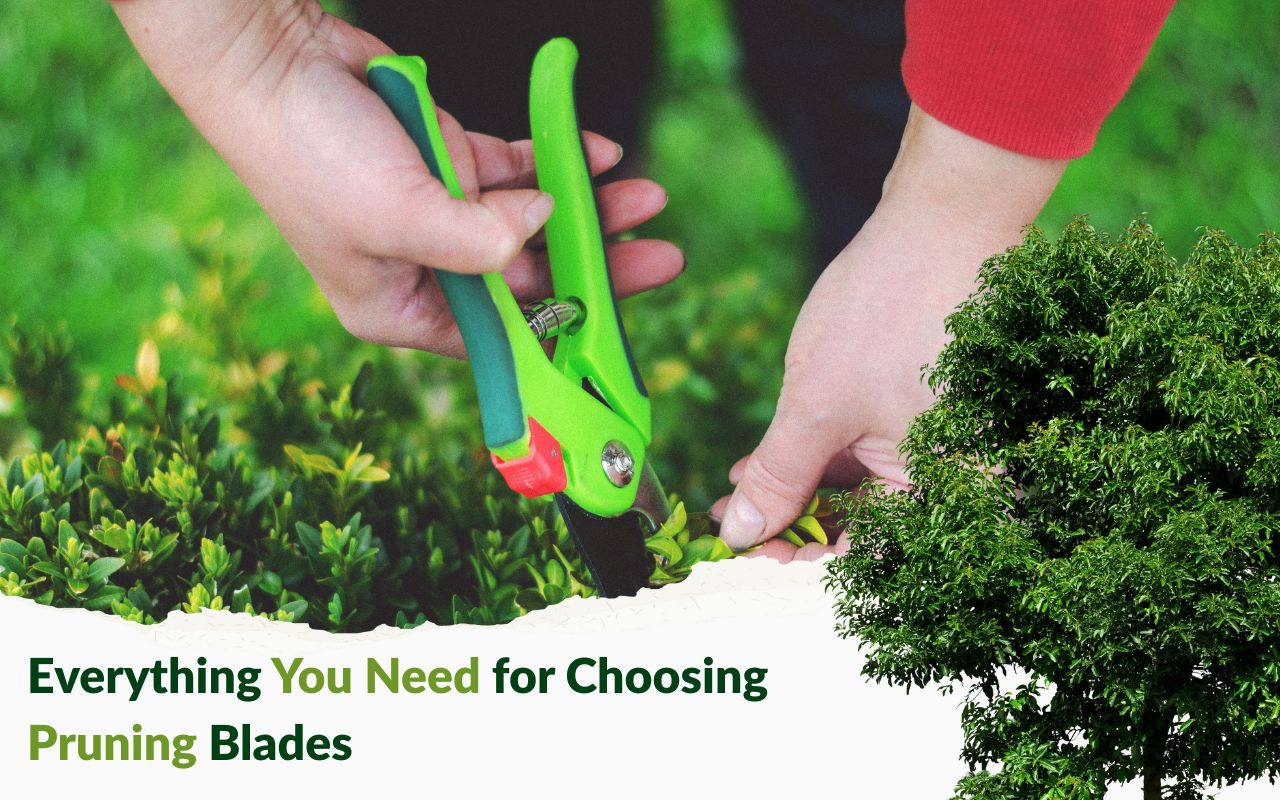 Gardener selecting different pruning blades for tree trimming