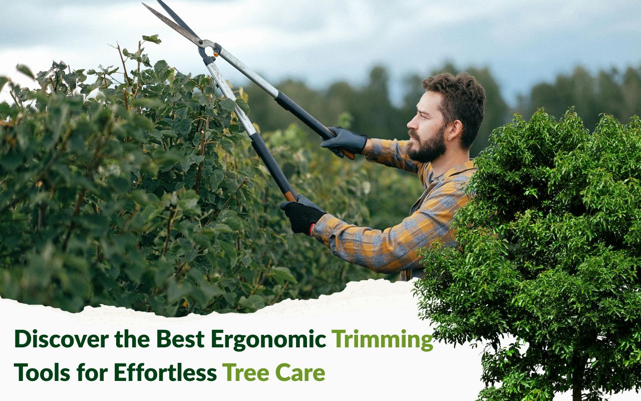 Ergonomic pruning shears with cushioned handles for comfortable tree trimming