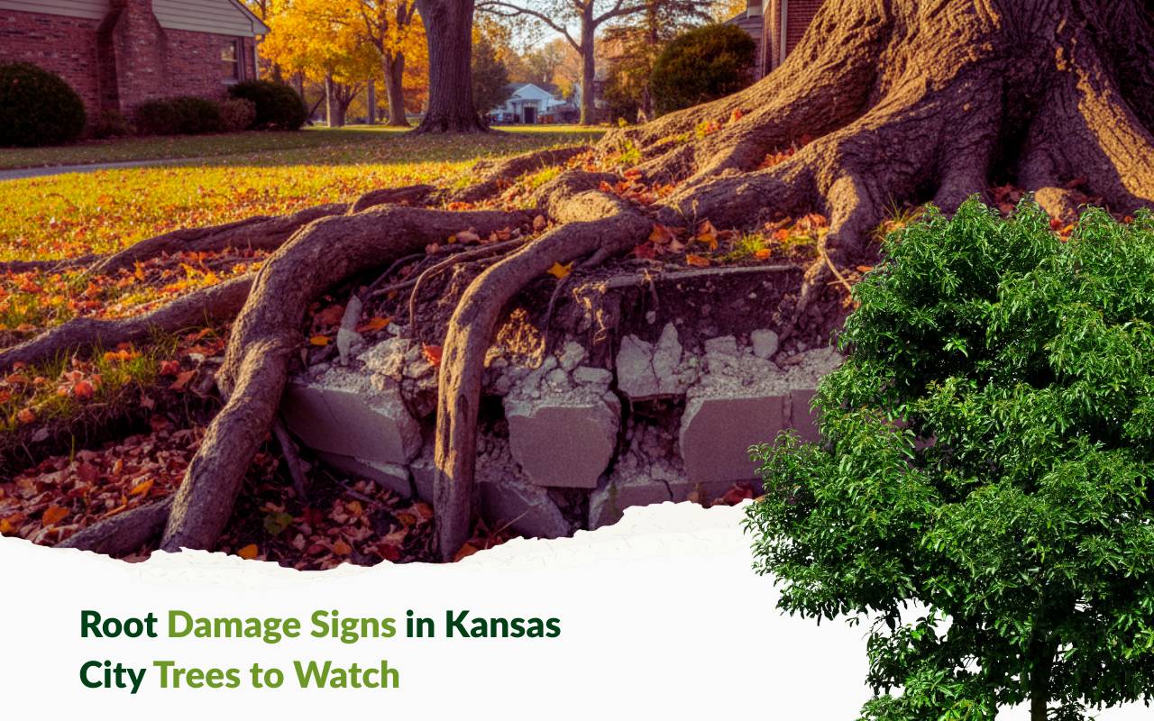 Root damage signs in Kansas City trees
