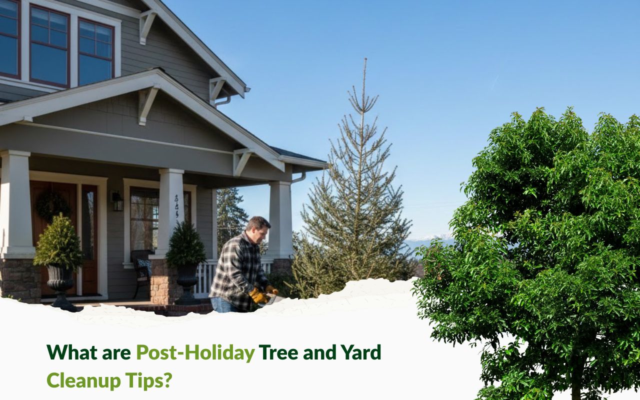 Front yard in Grandview, MO after applying Post-Holiday Tree and Yard Cleanup Tips for winter curb appeal.