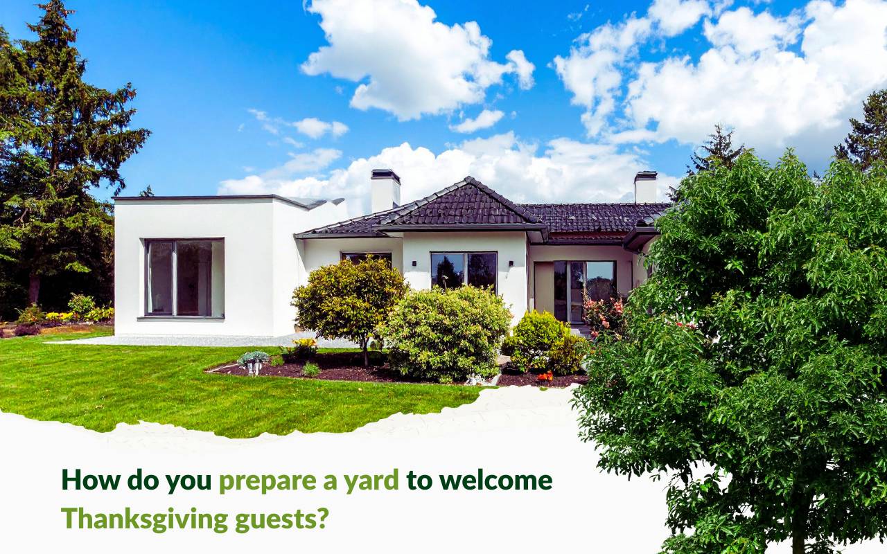 Front entry styled for fall, Preparing Your Yard for Thanksgiving Guests