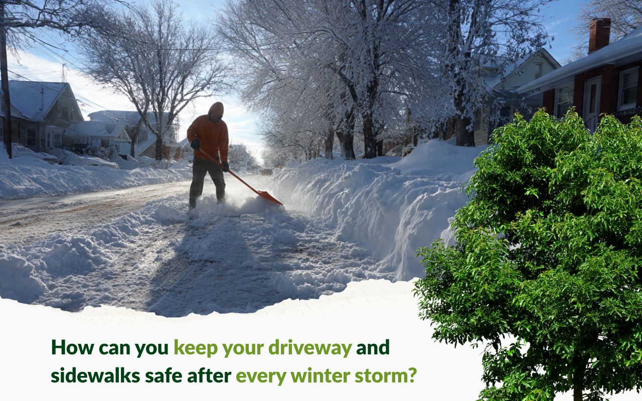 Driveway and sidewalk clearance in winter with safe shoveling technique