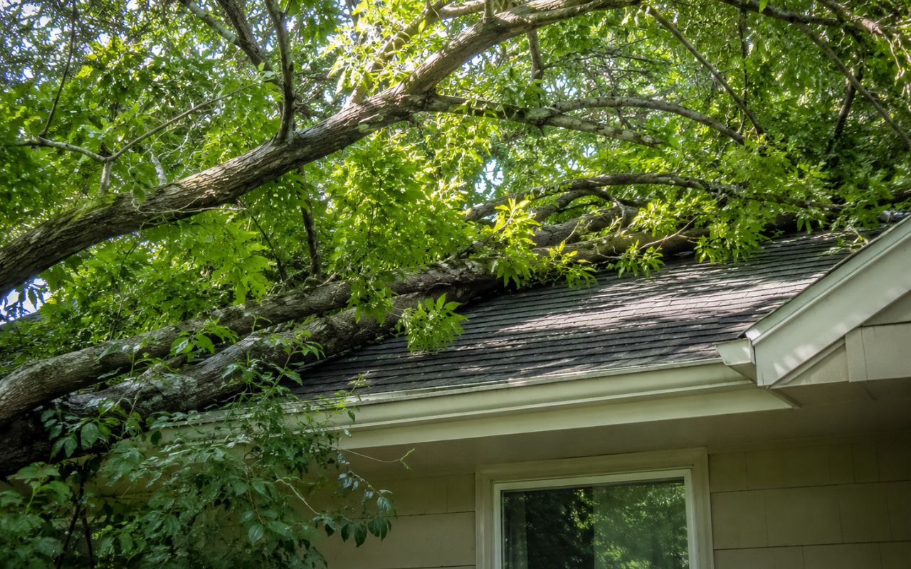 Overland Park overgrown branches near homes blocking driveway clearance