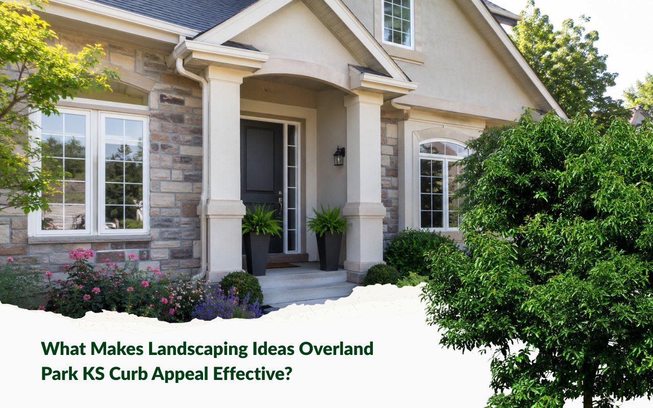 Landscaping ideas Overland Park KS curb appeal with a clean front entry