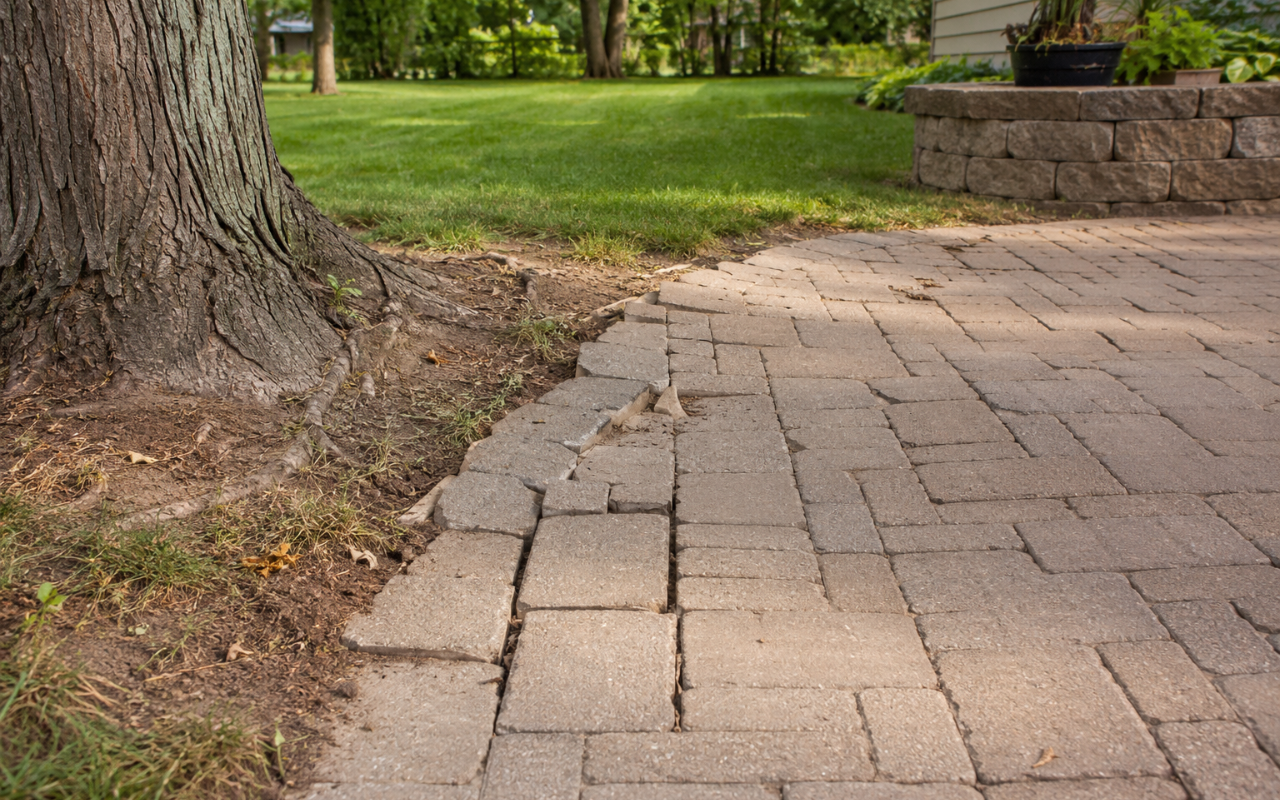 Early signs of root damage prevention near patio in Olathe