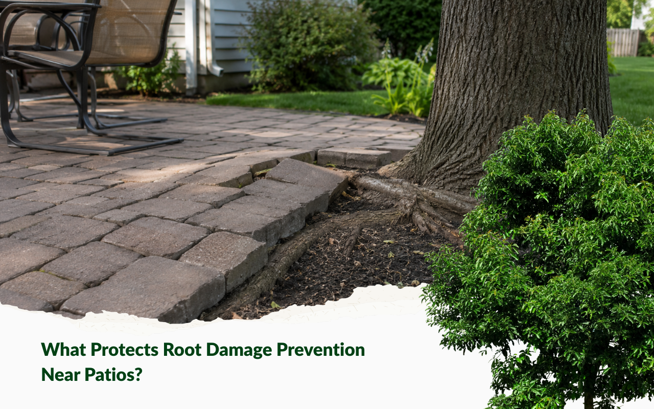 Root damage prevention near patio in Olathe with raised pavers