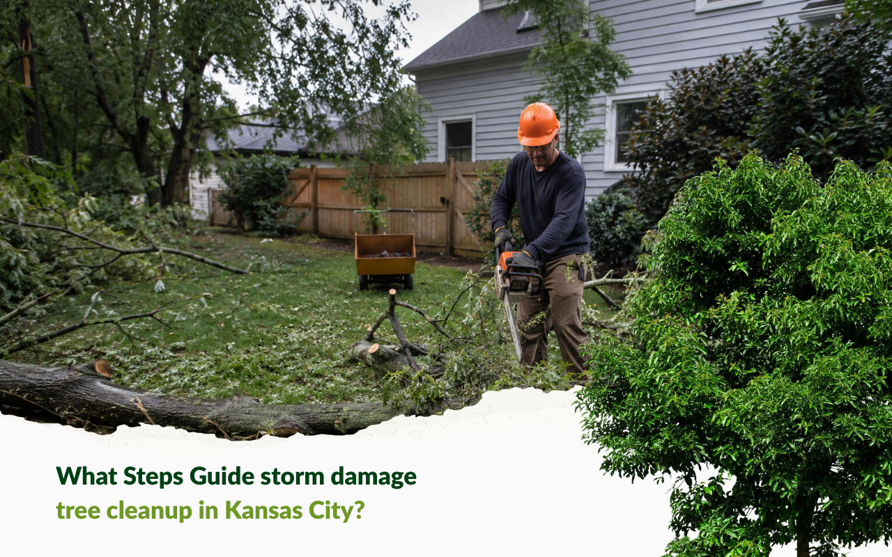 storm damage tree cleanup in Kansas City yard after thunderstorm