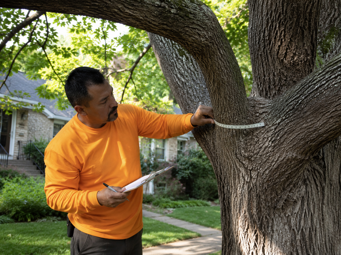 Arborist inspection in KC checking tree health and structure