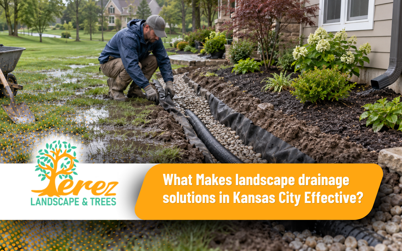 landscape drainage solutions in Kansas City for a wet residential yard