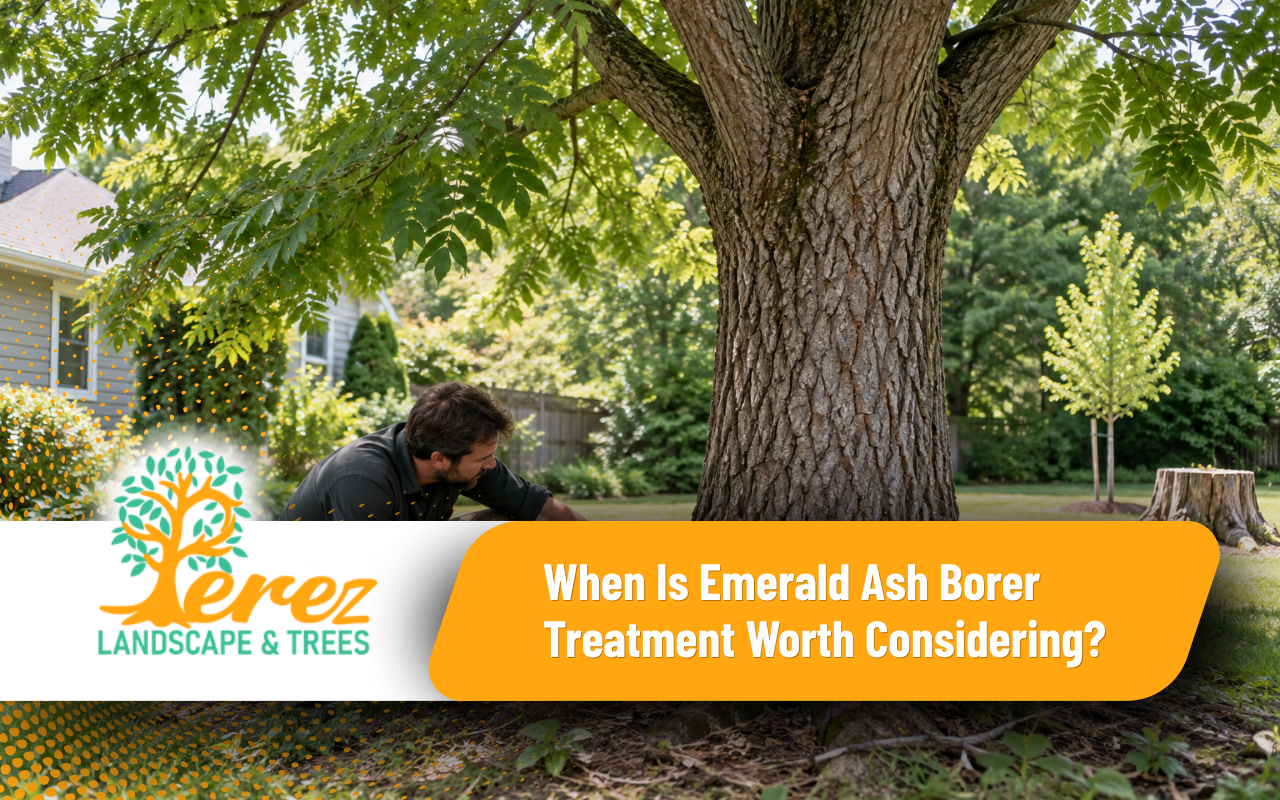 Decision guide comparing protection of a suitable ash tree with removal and replacement